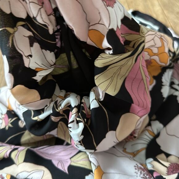 Pleione bubble top black‎ floral blouse top cropped size XS - Picture 9 of 10